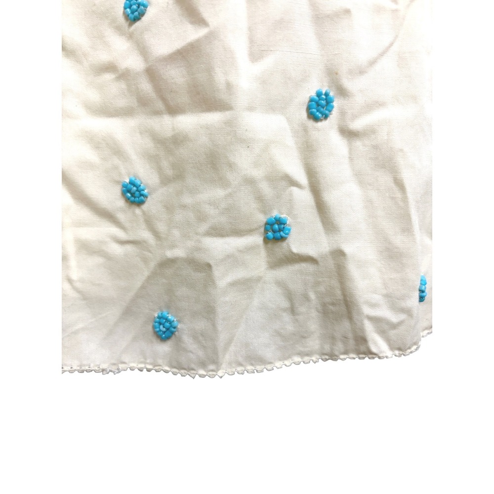 NWT J.Crew Factory Top Ivory Beaded Floral V-Neck Sleeveless Cotton Blouse 8 - Picture 6 of 9